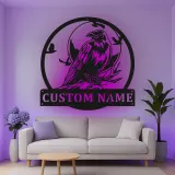 Décoration murale en métal personnalisée avec corbeau et rétroéclairage LED, cadeau pour les amoureux des oiseaux, décoration pour salon ou bureau