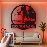 Custom Bow Hunter Led Light Metal Wall Art Personalized Gift for Archery Enthusiasts Rustic Cabin Decor
