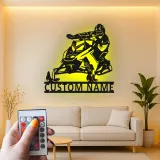 Arte da Parete in Metallo LED per Motoslitta Personalizzata | Insegna con Nome per Piloti per Man Cave | Regalo Decorativo per Sport Invernali