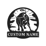 Personalisiertes Bull LED Licht Metallschild Rustikale Ranch Deko Geschenk für die Wand
