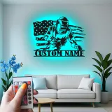 Insegna in metallo LED personalizzata con bandiera americana per saldatori, regalo personale per saldatori, decorazione per garage o laboratorio