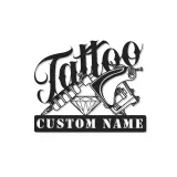 Cartel LED de máquina de tatuaje personalizado | Decoración mural de metal personalizada para estudio | Regalo para artista del tatuaje