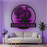 Insegna in metallo LED personalizzata con tacchino - Regalo rustico per cucina o sala da pranzo