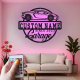 Personalized Supercar Metal Sign | Custom LED Garage Wall Art | Car Enthusiast Gift | Modern Man Cave Decor
