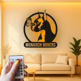 Insegna in metallo personalizzata con cane Boxer e farfalla luce LED regalo unico per amanti dei cani decorazione per soggiorno