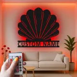 Arte in Metallo LED con Conchiglia | Insegna con Nome Personalizzata per Decorazione Costiera | Regalo Nautico per Casa al Mare