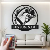 Insegna LED personalizzata con football | Decorazione murale in metallo personalizzata per man cave, camera ragazzi | Regalo per atleta