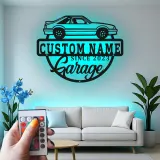 Custom Car Garage Led Light Metal Wall Art Personalized Gift for Car Enthusiasts Garage Decor Sign