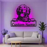 Insegna in metallo LED personalizzata per mamma di cani Golden Retriever, regalo per il soggiorno