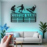 Panneau LED surfeur personnalisé | Art mural en métal personnalisé | Décoration de maison de plage et éclairage côtier | Cadeau pour amateur de surf