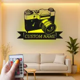 Personalisierte Vintage Kamera LED Licht Metall-Wandkunst Geschenk für Fotografen, Studio- oder Bürodekor 1