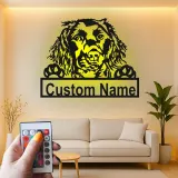 Custom Dog Breed Led Light Metal Wall Art Personalized Pet Parent Gift Living Room Animal Decor