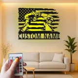 Insegna in metallo LED personalizzata per la lotta, regalo per lottatori, decorazione per man cave e sport