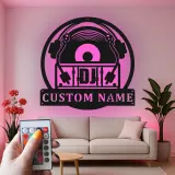 Cartel de metal personalizado con luz LED de tornamesa regalo personalizado para amantes de la música decoración de estudio o man cave