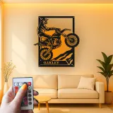 Décoration murale en métal personnalisée pour motocross avec rétroéclairage LED - Cadeau pour lui, décoration de garage ou de man cave