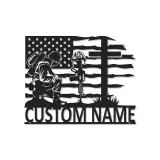 Kneeling Soldier Metal Sign | Custom Military Memorial Wall Art | Personalized Veteran Remembrance Gift with LED