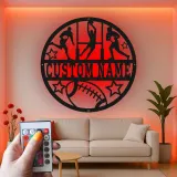 Insegna LED football personalizzata | Decorazione murale in metallo | Arredo per cameretta ragazzi e regalo per atleta