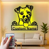 Insegna in metallo personalizzata con luce LED per Jack Russell Terrier, regalo per mamma di cane, decorazione per soggiorno