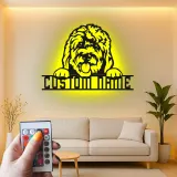 Cartel de metal LED personalizado de perro, regalo para amantes de las mascotas, decoración para salón o entrada 4