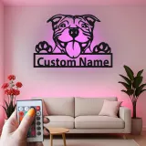 Insegna in metallo LED Bulldog personalizzata regalo per amanti dei cani decorazione per soggiorno 4