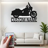 Custom Cruiser Motorcycle LED Sign | Black Metal Wall Art | Personalized Biker Silhouette | Man Cave Decor & Garage Gift for Him