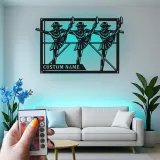 Personalisierte LED-Metall-Wandkunst mit Tänzer-Trio – Geschenk für Tanzliebhaber, Studio- oder Schlafzimmerdeko