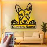 Personalisierte LED-Metall-Wandkunst mit Hunderasse – Geschenk für Hundeliebhaber, Wohn- oder Eingangsbereich