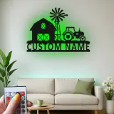 Cartel de Metal de Tractor Personalizado | Arte de Pared LED de Granja | Decoración Rústica de Establo para Hogares de Campo | Regalo para Granjeros