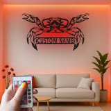 Custom Crab Led Light Metal Wall Art Personalized Coastal Gift for Beach Lovers Nautical Decor for Beach House