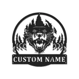 Insegna in metallo LED personalizzata con pantera, regalo per amanti della fauna selvatica, decorazione rustica per cabin