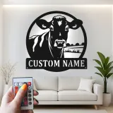 Décoration murale en métal LED personnalisée Ferme Vache - Cadeau pour agriculteur - Décor de grange rustique 1