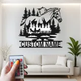 Arte murale in metallo LED personalizzata per cavalli | Decorazioni equestri per ranch | Segnaletica per stalle e regalo per amanti dei cavalli