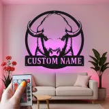 Custom Buffalo Led Light Metal Wall Art Personalized Rustic Gift for Home Living Room or Office Decor