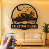 Insegna in metallo personalizzata con luce LED per airboat - Regalo di nautica per lui, decorazione per man cave o garage