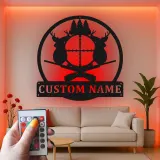Décoration murale en métal personnalisée pour la chasse au cerf avec rétroéclairage LED, cadeau personnalisé pour les chasseurs, décoration de cabane rustique 1