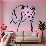 Cartel de metal personalizado con silueta de perro y gato y luz LED, regalo para amantes de mascotas, decoración para salón u oficina