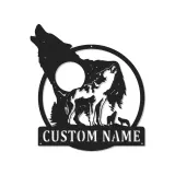Custom Wolf Pack Led Light Metal Wall Art Personalized Nature Lover Gift Rustic Cabin Decor