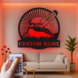 Cartel de metal LED personalizado de kitesurfista, regalo para entusiastas de deportes acuáticos, decoración para casa de playa