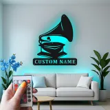 Insegna in metallo LED personalizzata per amante della musica, regalo in stile vintage per la casa 1