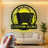 Custom Accordion Led Light Metal Wall Art Personalized Musician Gift Music Room Decor for Accordion Lovers