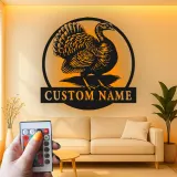 Insegna in metallo LED personalizzata con tacchino - Regalo rustico per cucina o sala da pranzo