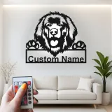 Cartel de metal personalizado con luz LED de perro de Terranova, regalo para padres de mascotas, decoración de salón o entrada 1