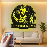 Insegna LED Personalizzata Sirena | Insegna in Metallo Personalizzata | Decorazione Nautica per Casa al Mare o Salone | Accento Costiero con Onda Oceanica
