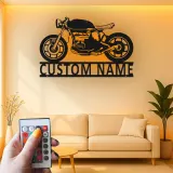 Décoration murale en métal personnalisée Café Racer avec rétroéclairage pour passionnés de moto