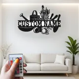 Cartel de jardín personalizado con luces LED | Decoración mural de metal personalizada | Decoración exterior para patio | Regalo para jardineros