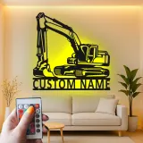 Insegna in metallo LED personalizzata per escavatore - Regalo per appassionati di costruzione