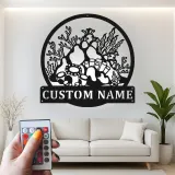 Cartel de metal personalizado con luz LED de arrecife de coral, regalo personalizado para amantes del océano, decoración náutica para casa de playa