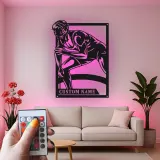 Custom Wrestler Led Light Metal Wall Art Personalized Gift for Athletes Gym or Sports Room Decor