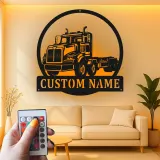 Cartel LED de Camión Personalizado | Decoración Mural de Metal de Gran Camión a Medida | Regalo para Camionero | Decoración de Garaje para Hombres