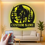 Décoration murale en métal LED personnalisée Bison Cadeau faunique pour les amoureux de la nature Décor de chalet rustique